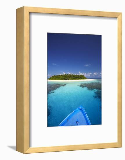 Boat Heading for Desert Island, Maldives, Indian Ocean, Asia-Sakis Papadopoulos-Framed Photographic Print