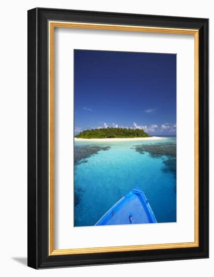 Boat Heading for Desert Island, Maldives, Indian Ocean, Asia-Sakis Papadopoulos-Framed Photographic Print