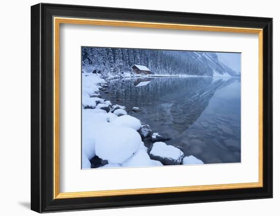 Boat House at Lake Louise, Banff National Park, Rocky Mountains, Alberta, Canada-Miles Ertman-Framed Photographic Print