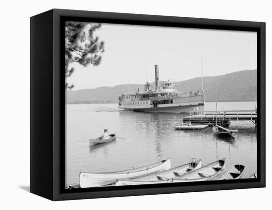 Boat House at Rogers Slide, Lake George, N.Y.-null-Framed Stretched Canvas