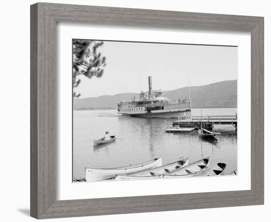 Boat House at Rogers Slide, Lake George, N.Y.-null-Framed Photo