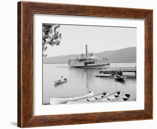 Boat House at Rogers Slide, Lake George, N.Y.-null-Framed Photo