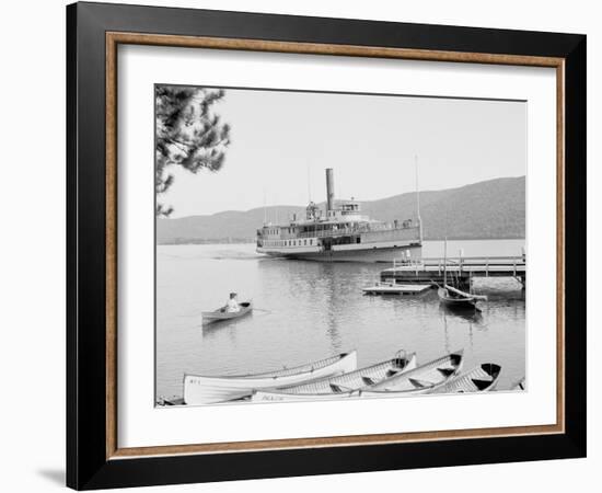 Boat House at Rogers Slide, Lake George, N.Y.-null-Framed Photo