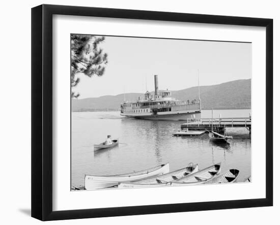 Boat House at Rogers Slide, Lake George, N.Y.-null-Framed Photo