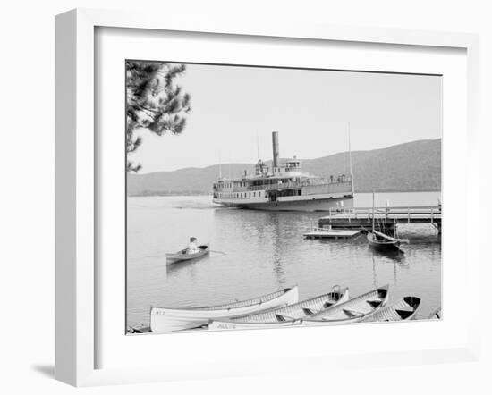 Boat House at Rogers Slide, Lake George, N.Y.-null-Framed Photo