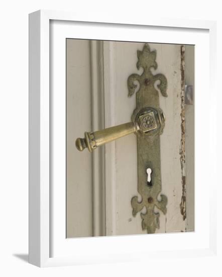 Boat House Door Lock at Norheimsund, Hardanger Fjord, Norway-Russell Young-Framed Photographic Print