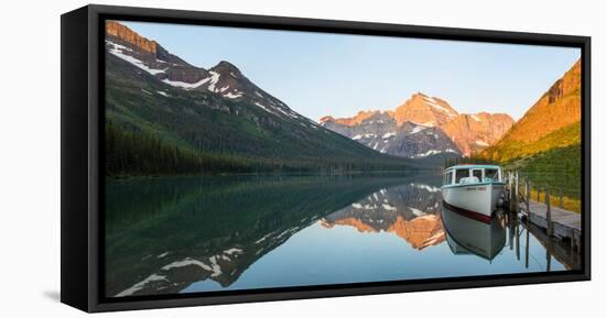 Boat in Josephine Lake, Many Glacier, Glacier National Park, Montana, USA-null-Framed Premier Image Canvas