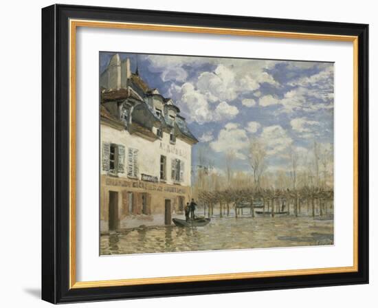 Boat in the Flood at Port Marly, C. 1876-Alfred Sisley-Framed Giclee Print