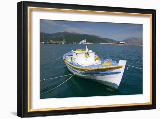 Boat in the Harbour of Sami, Kefalonia, Greece-Peter Thompson-Framed Photographic Print