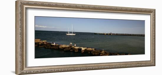 Boat in the Sea, Martha's Vineyard, Dukes County, Massachusetts, USA-null-Framed Photographic Print