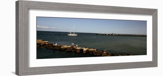 Boat in the Sea, Martha's Vineyard, Dukes County, Massachusetts, USA-null-Framed Photographic Print