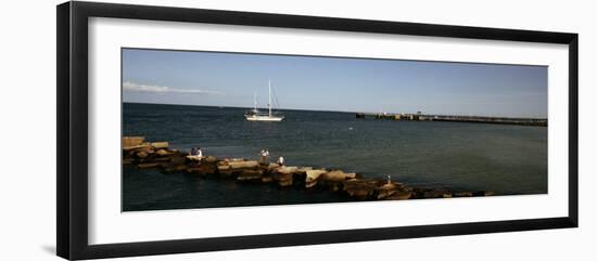 Boat in the Sea, Martha's Vineyard, Dukes County, Massachusetts, USA-null-Framed Photographic Print