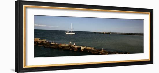 Boat in the Sea, Martha's Vineyard, Dukes County, Massachusetts, USA-null-Framed Photographic Print