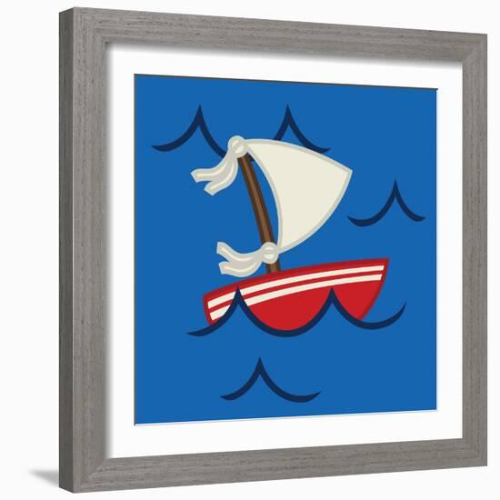 Boat In The Waves-Jace Grey-Framed Art Print