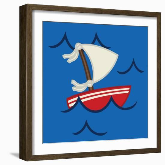 Boat In The Waves-Jace Grey-Framed Art Print