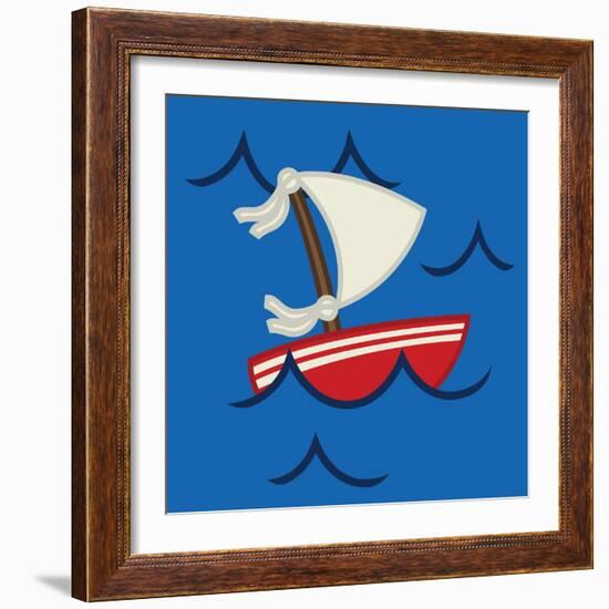 Boat In The Waves-Jace Grey-Framed Art Print