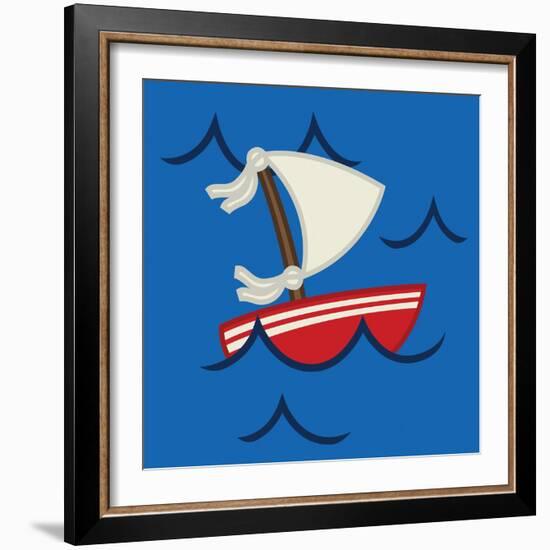 Boat In The Waves-Jace Grey-Framed Art Print