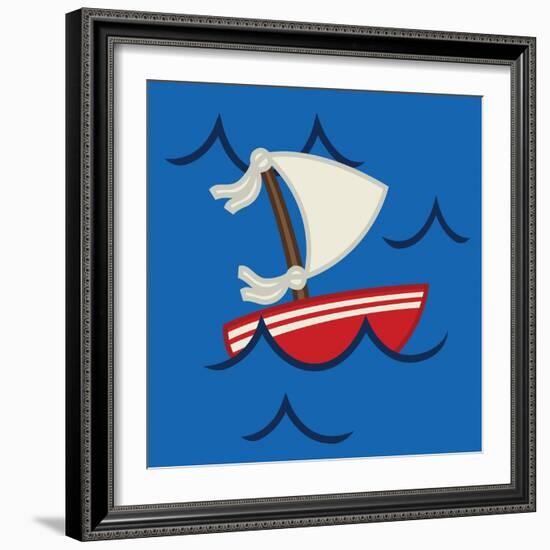 Boat In The Waves-Jace Grey-Framed Art Print