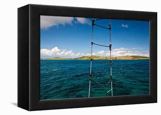 Boat Ladder Leading to the Turquoise Ocean, Culebra Island, Puerto Rico-null-Framed Premier Image Canvas