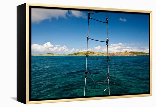 Boat Ladder Leading to the Turquoise Ocean, Culebra Island, Puerto Rico-null-Framed Premier Image Canvas