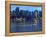 Boat Leaves Light Trail on Boston Harbor at Sunset, Boston, Massachusetts, USA-Nancy & Steve Ross-Framed Premier Image Canvas