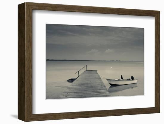 Boat moored at dock, Dunmore Town, Harbour Island, Eleuthera Island, Bahamas-null-Framed Photographic Print