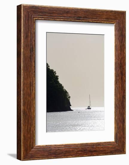 Boat moored off Marigot Bay at sunset, St. Lucia, Windward Islands, West Indies Caribbean, Central -Martin Child-Framed Photographic Print