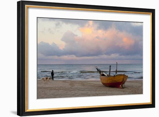 Boat on Beach, Ahlbeck, Island of Usedom, Baltic Coast, Mecklenburg-Vorpommern, Germany, Europe-Miles Ertman-Framed Photographic Print