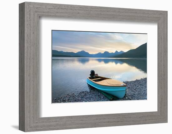 Boat on beach at Lake McDonald, Glacier National Park, Montana-Alan Majchrowicz-Framed Photographic Print