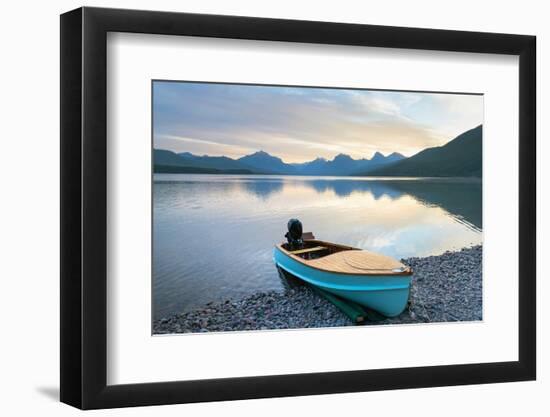 Boat on beach at Lake McDonald, Glacier National Park, Montana-Alan Majchrowicz-Framed Photographic Print