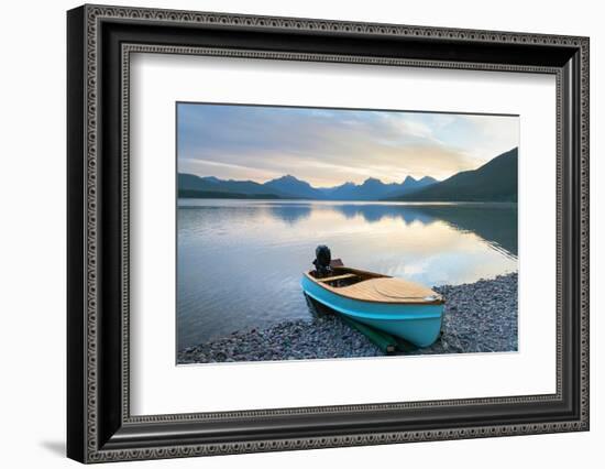 Boat on beach at Lake McDonald, Glacier National Park, Montana-Alan Majchrowicz-Framed Photographic Print