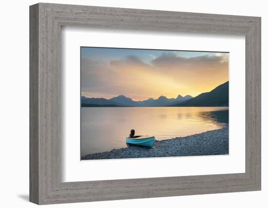 Boat on beach at Lake McDonald, Glacier National Park, Montana-Alan Majchrowicz-Framed Photographic Print