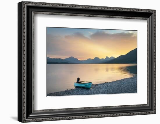 Boat on beach at Lake McDonald, Glacier National Park, Montana-Alan Majchrowicz-Framed Photographic Print