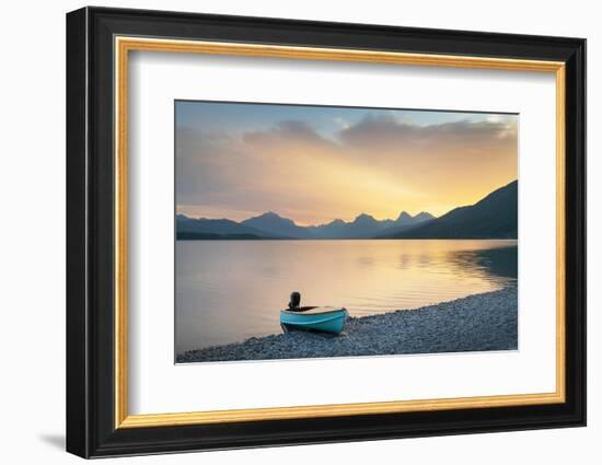 Boat on beach at Lake McDonald, Glacier National Park, Montana-Alan Majchrowicz-Framed Photographic Print