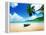 Boat on Beach Mahe Island, Seychelles-Iakov Kalinin-Framed Premier Image Canvas