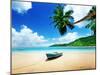 Boat on Beach Mahe Island, Seychelles-Iakov Kalinin-Mounted Photographic Print