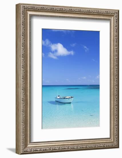 Boat on Blue Lagoon, Nacula Island, Yasawa Islands, Fiji-Ian Trower-Framed Photographic Print