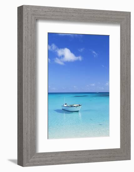 Boat on Blue Lagoon, Nacula Island, Yasawa Islands, Fiji-Ian Trower-Framed Photographic Print