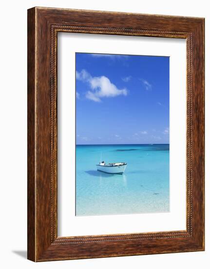 Boat on Blue Lagoon, Nacula Island, Yasawa Islands, Fiji-Ian Trower-Framed Photographic Print