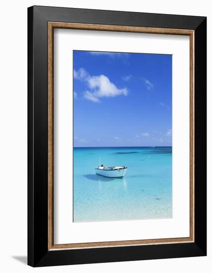 Boat on Blue Lagoon, Nacula Island, Yasawa Islands, Fiji-Ian Trower-Framed Photographic Print