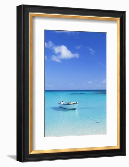 Boat on Blue Lagoon, Nacula Island, Yasawa Islands, Fiji-Ian Trower-Framed Photographic Print