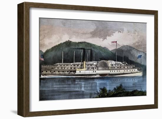 Boat on Hudson River, United States, 19th Century-null-Framed Giclee Print