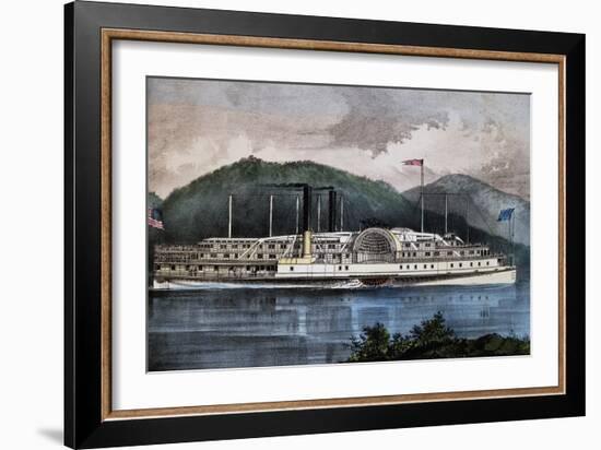 Boat on Hudson River, United States, 19th Century-null-Framed Giclee Print