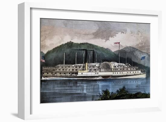 Boat on Hudson River, United States, 19th Century-null-Framed Giclee Print