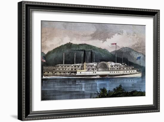 Boat on Hudson River, United States, 19th Century-null-Framed Giclee Print