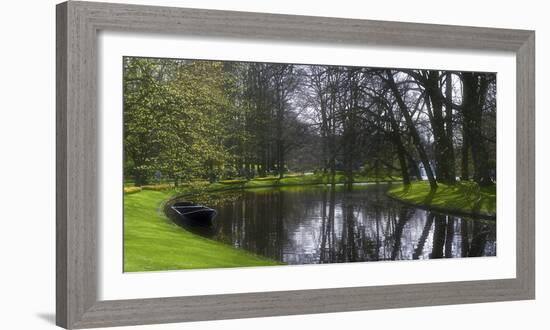 Boat on Keukenhof Gardens Lake in Early Spring-Anna Miller-Framed Photographic Print