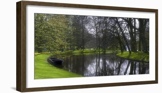 Boat on Keukenhof Gardens Lake in Early Spring-Anna Miller-Framed Photographic Print