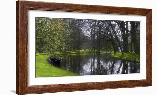 Boat on Keukenhof Gardens Lake in Early Spring-Anna Miller-Framed Photographic Print