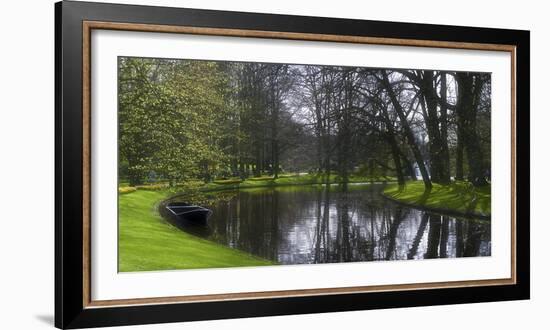 Boat on Keukenhof Gardens Lake in Early Spring-Anna Miller-Framed Photographic Print