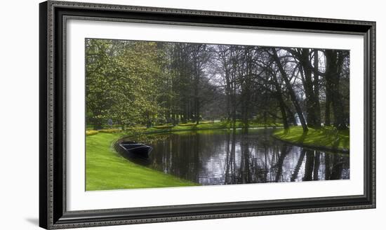 Boat on Keukenhof Gardens Lake in Early Spring-Anna Miller-Framed Photographic Print